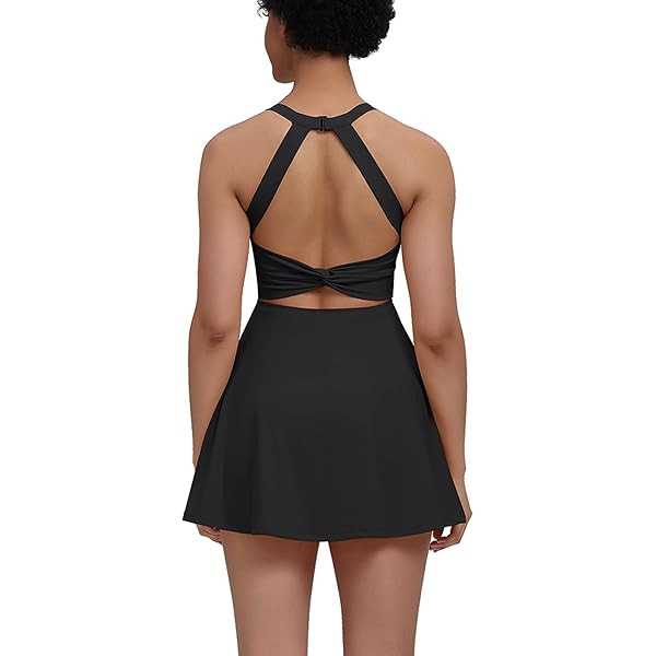 Womens Tennis Golf Dress with Open-Back Waistband Shorts Pockets Workout Athletic Dresses | Amazon (US)