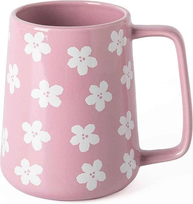Ceramic Coffee mugs, 24 oz, Extra Large Mugs, Big Tea Cups, Large Handle, Pottery Mugs,Floral Pat... | Amazon (US)