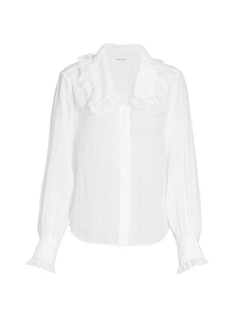 Lace-Trim Wide-Collar Shirt | Saks Fifth Avenue