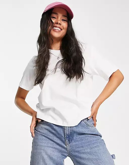 Weekday Essence organic cotton T-shirt in white | ASOS (Global)