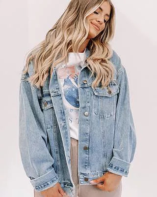 Denim Oversized Claudia Jacket | Lane 201 Boutique