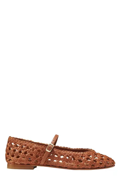 MARGAUX The Woven Demi Jane Flat in Saddle Leather at Nordstrom, Size 39.5 | Nordstrom