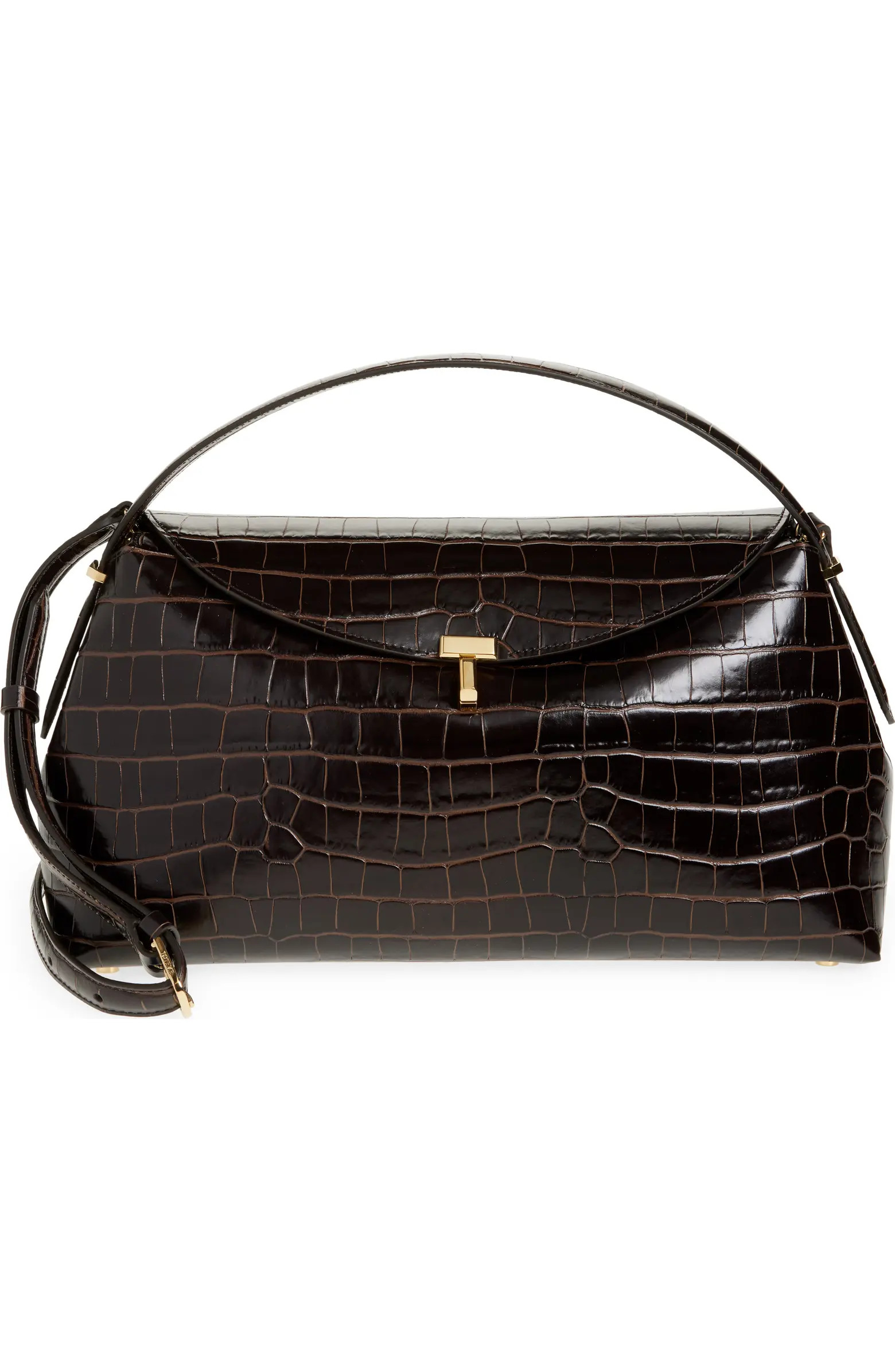 T-Lock Croc Embossed Leather Top Handle Bag | Nordstrom
