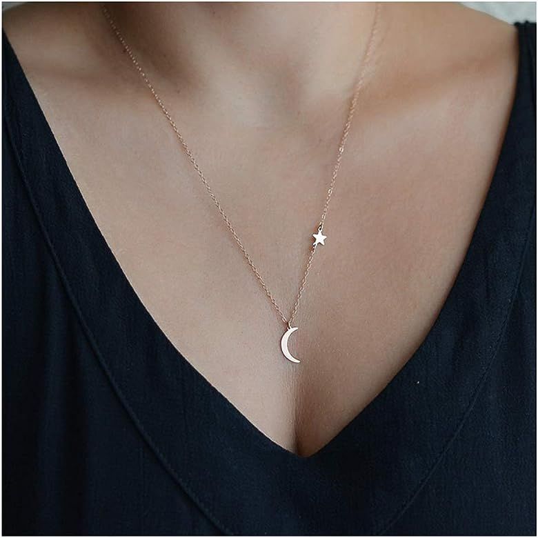 Edary Boho Layered Necklace Moon Necklaces Map Pendant Jewelry for Women and Girls. | Amazon (US)