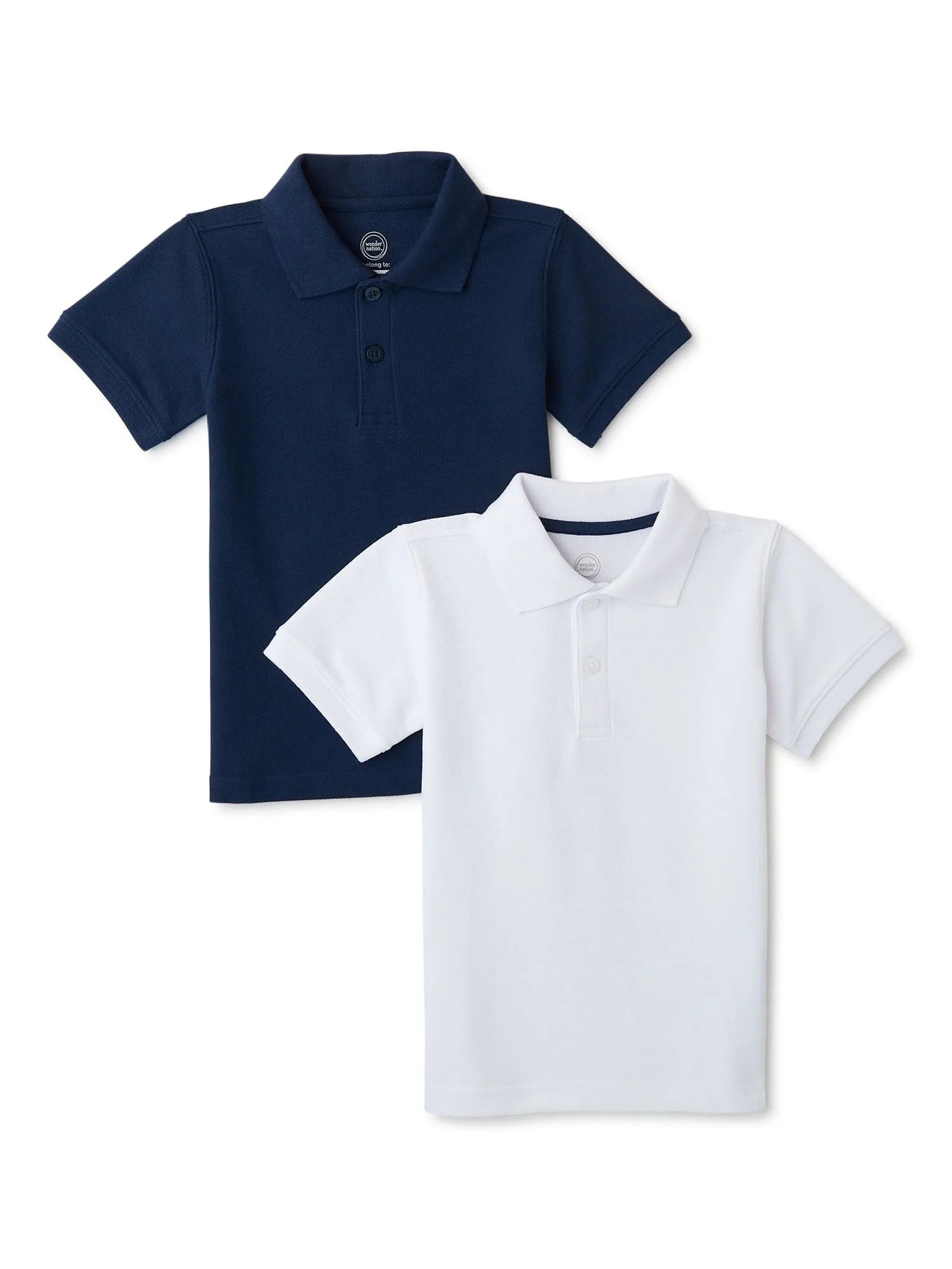 Wonder Nation Toddler Boys School Uniform Short Sleeve Pique Polo Shirt, 2-Pack, Sizes 2T - 5T | Walmart (US)