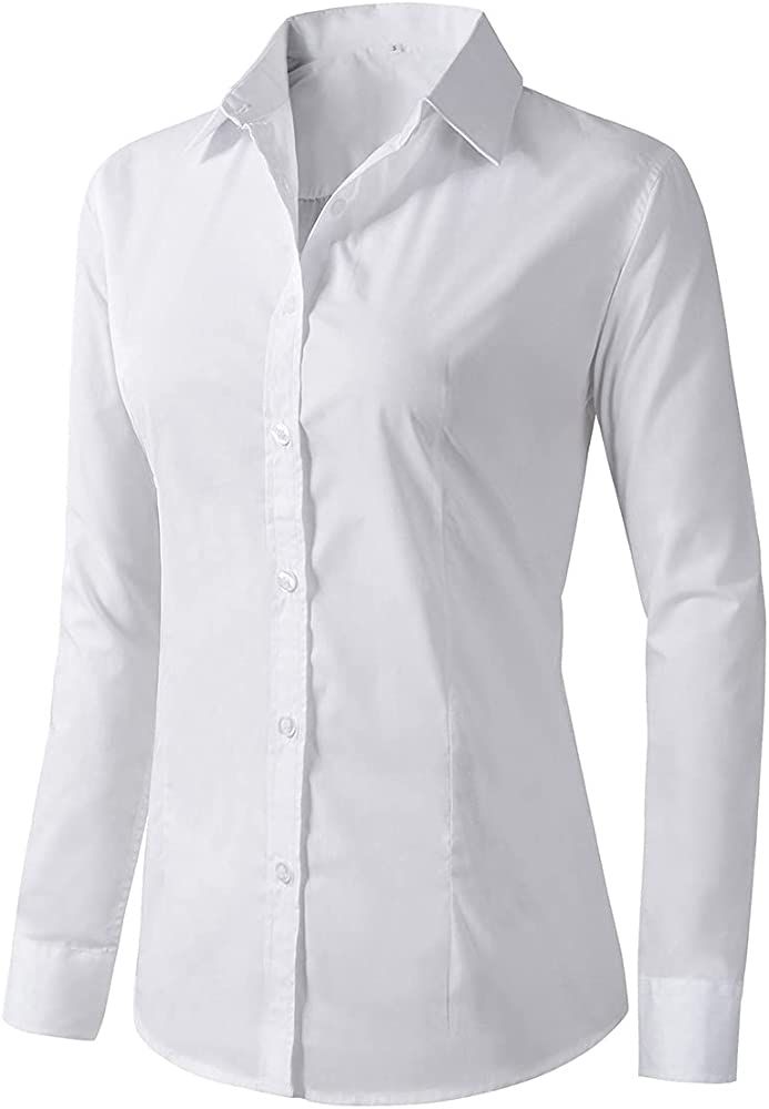 Beninos Women’s Formal Work Wear White Simple Shirt  | Amazon (US)