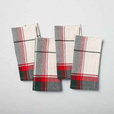4pk Holiday Plaid Cloth Napkin Set Red/Green - Hearth &#38; Hand&#8482; with Magnolia | Target