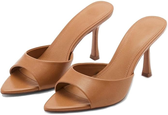 Wnshonzy Heeled Sandals For Women Pointed Open Toe High Heels Stiletto Pumps Mule Slip on Sexy Tr... | Amazon (US)