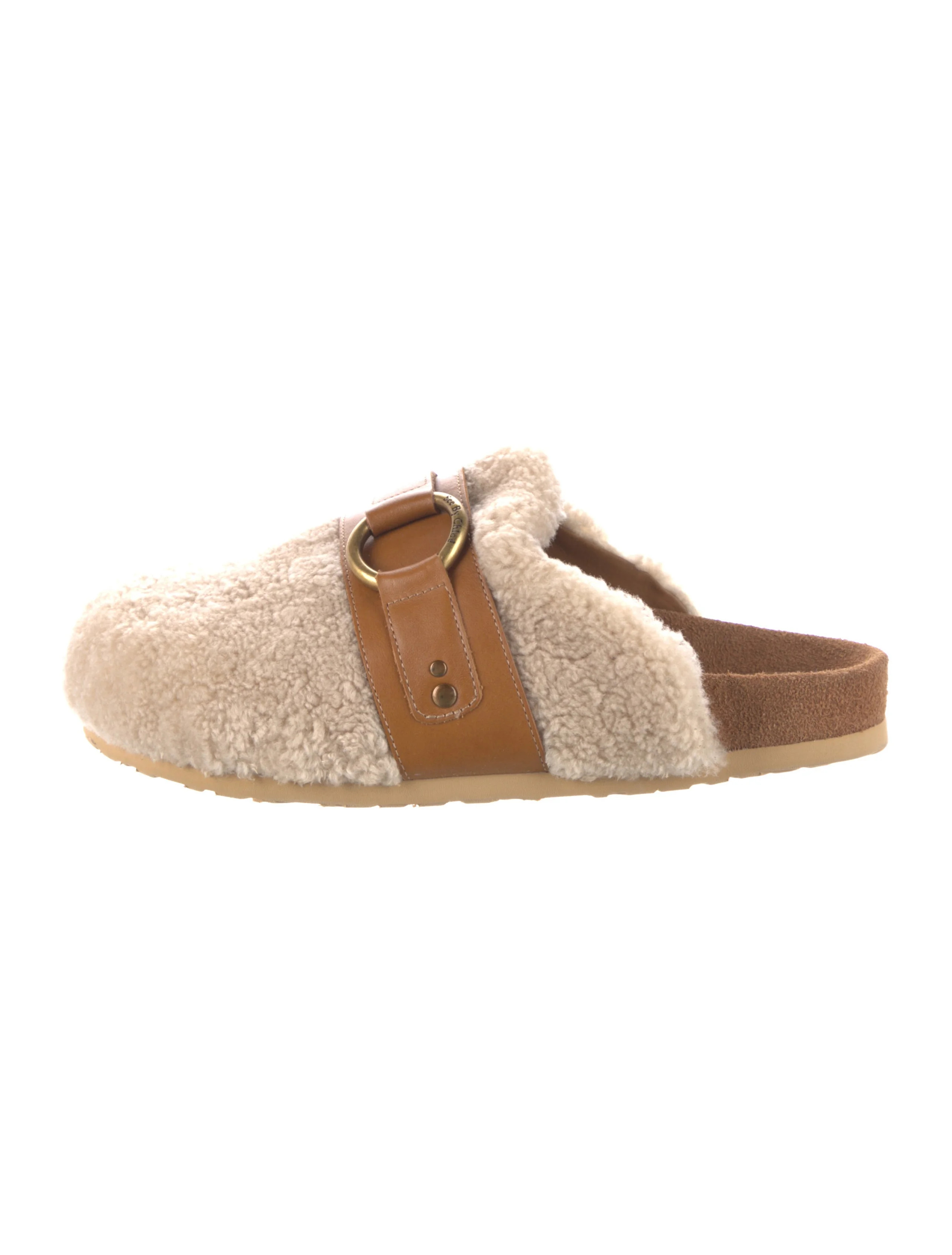 Shearling Colorblock Pattern Mules | The RealReal