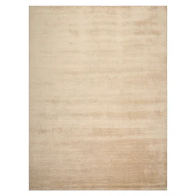 Beige Hand Loomed Wool Oriental Rug Contemporary Solid Style | Wayfair North America