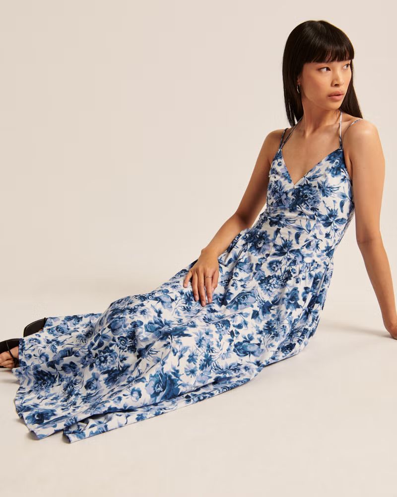 Strappy Plunge Corset Maxi Dress | Abercrombie & Fitch (US)