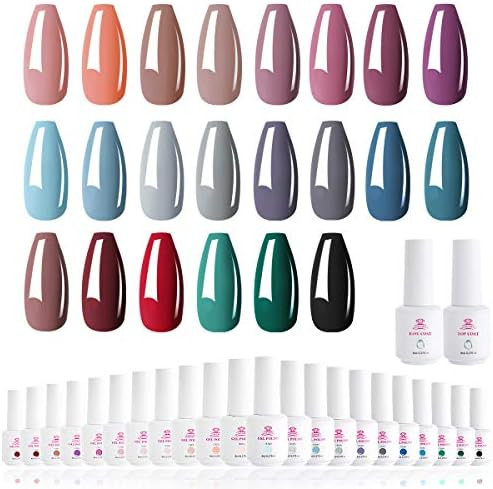 Makartt Gel Nail Polish Set - 22 Colors Nail Gel Brown Purple Red Blue Green Gray 8ML Base Coat T... | Amazon (US)