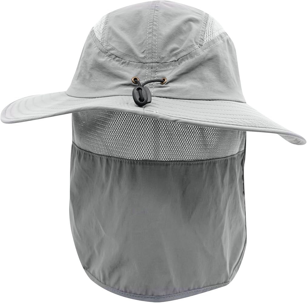 Home Prefer Mens UPF 50+ Sun Protection Cap Wide Brim Fishing Hat with Neck Flap | Amazon (US)