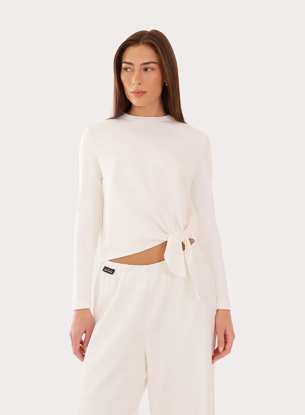 Women's White Long Sleeve Modal Knot Detail Top | Breeze | 4th & Reckless | 4th & Reckless