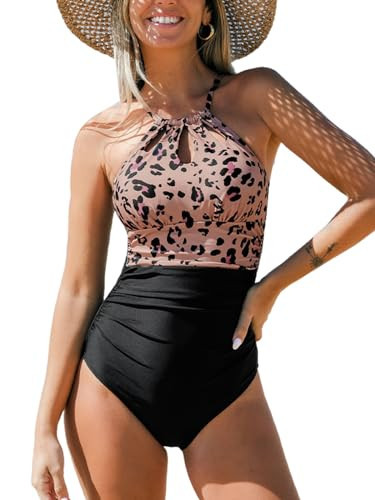 CUPSHE Women's One Piece Swimsuit Tummy Control High Neck Crisscross Back Tie Cutout Bathing Suit, S | Amazon (US)