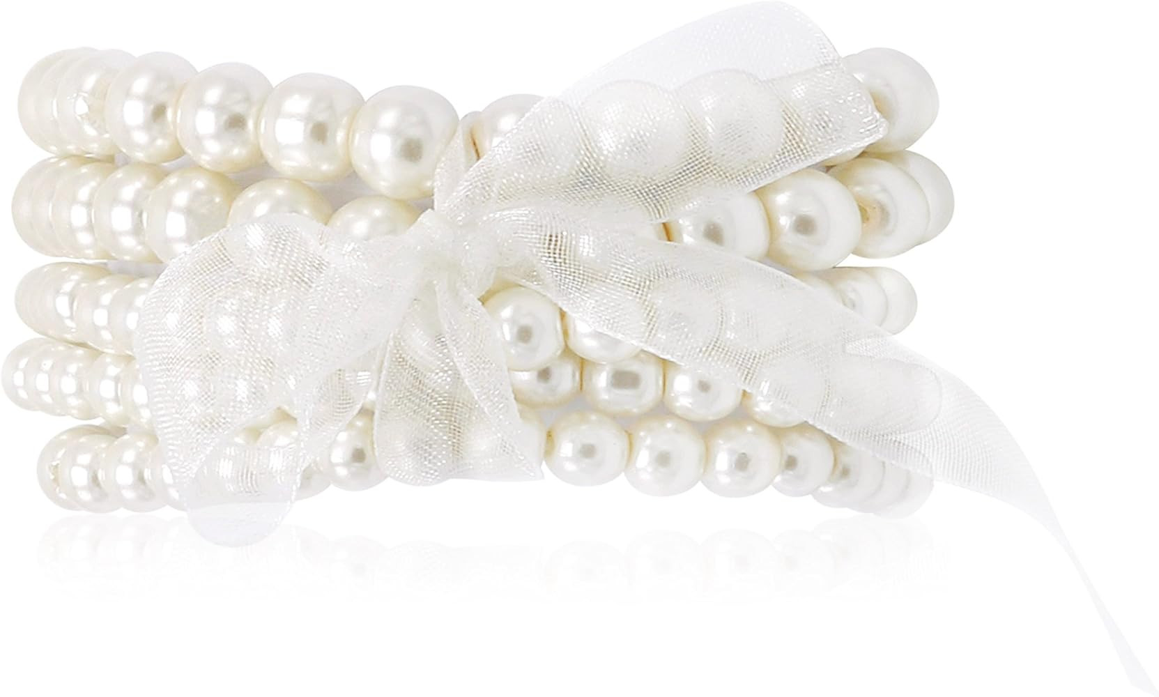 5 Pcs Faux Pearl Bracelet Set for Women Beaded Stretch Strand Bracelets for Bridesmaid,Bridal,Par... | Amazon (US)