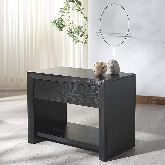 SAFAVIEH Couture Collection Darnell Black 1-Drawer Accent Table Nightstand (Fully Assembled) | Amazon (US)