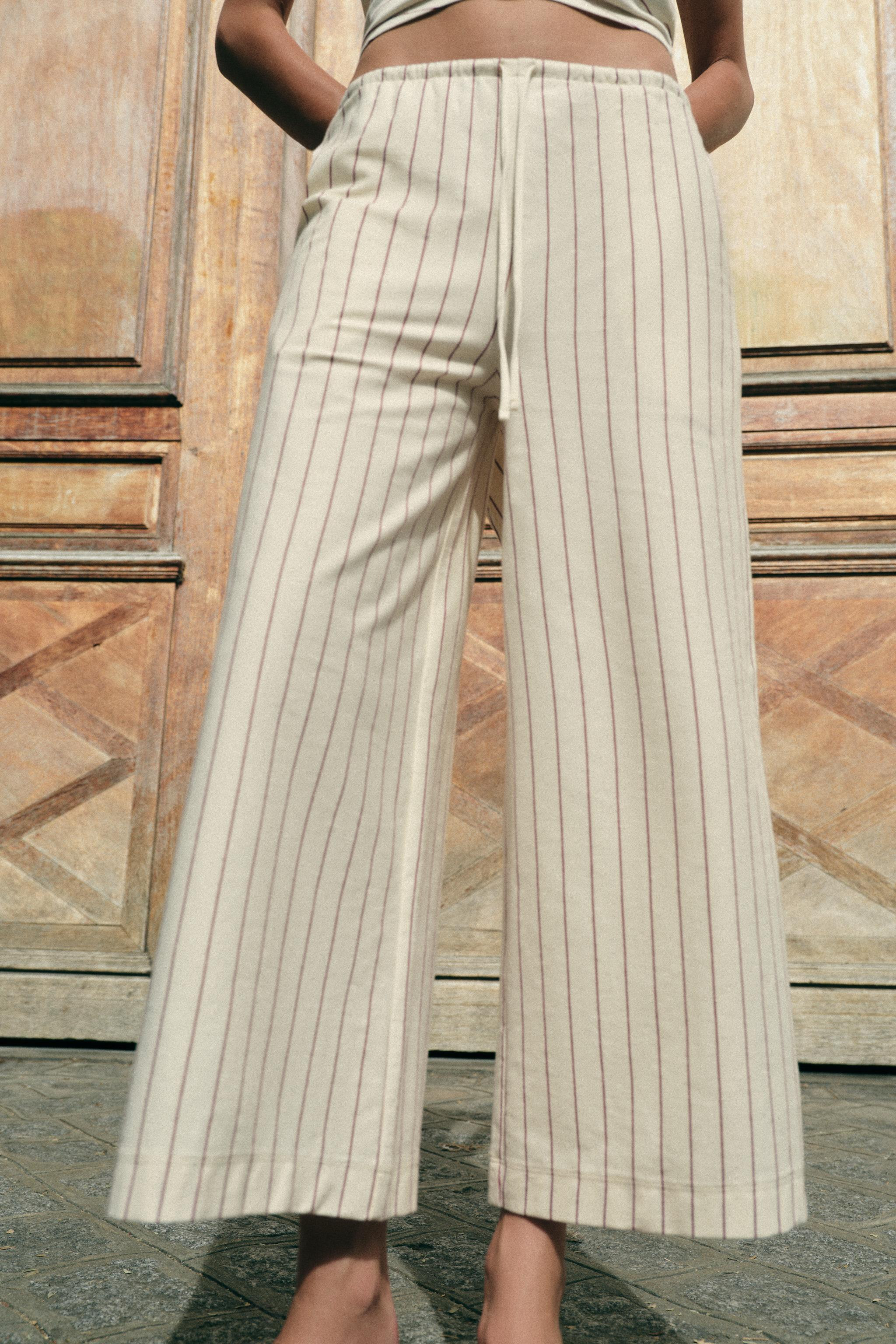 STRIPED WIDE LEG PANTS | Zara US