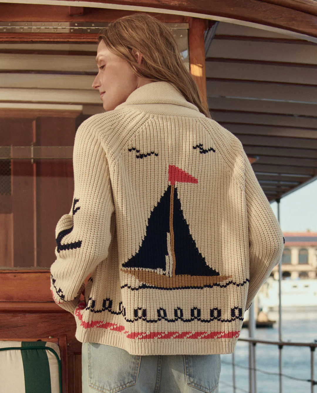 The Sailboat Lodge Cardigan. -- Cream | THE GREAT.