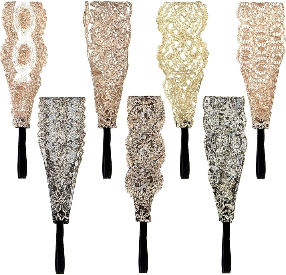 7 Pieces Lace Headbands Women Girls Stretch Headband Elegant Wide Headwrap Hair Turban Accessorie... | Amazon (US)