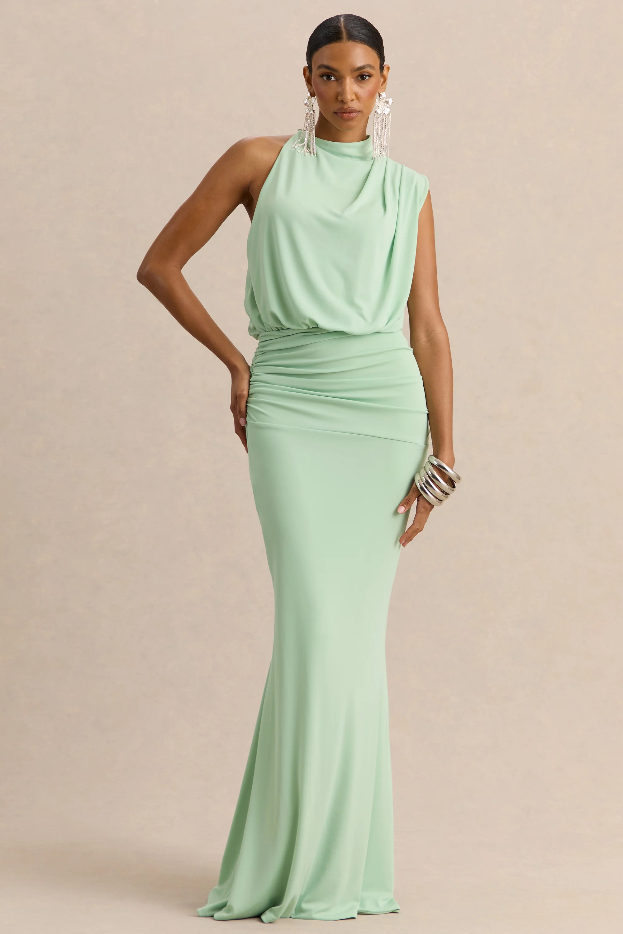 Umaira | Mint High-Neck Maxi Dress | Club L London