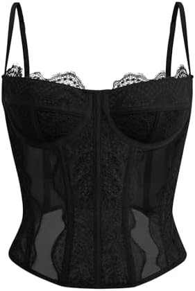 Dealmore Corset Tops For Women Going Out Lace Mesh Date Night Fall Fashion Outfits Clothes Crop C... | Amazon (US)