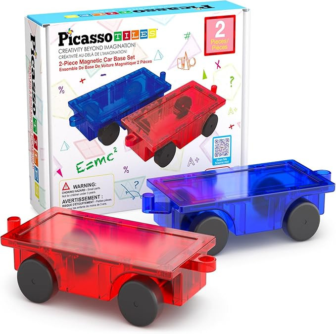 PicassoTiles 2 Piece Car Truck Construction Kit Toy Set Vehicle for Magnetic Blocks Building Tile... | Amazon (US)