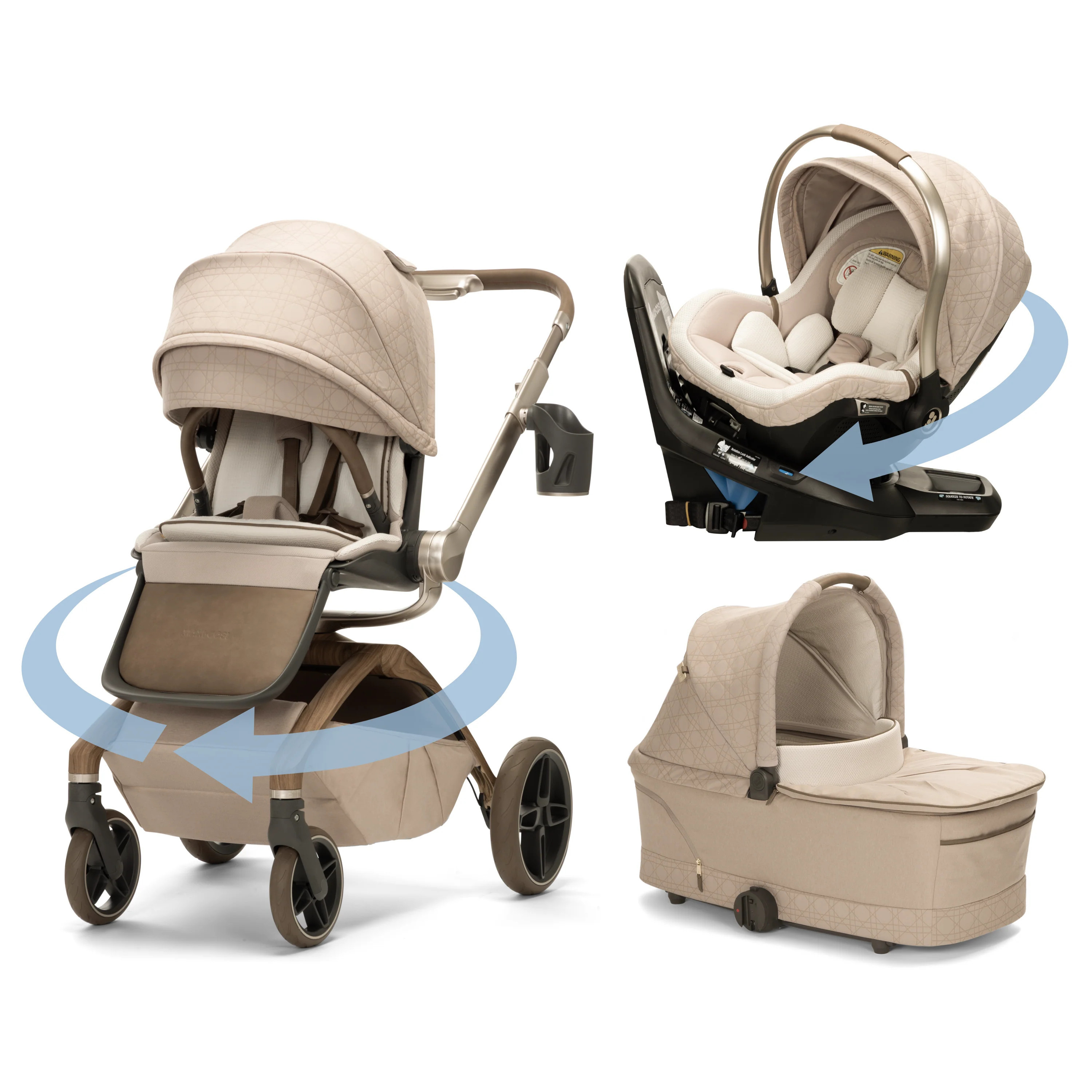 Tana 360° Rotating Travel System with Peri™ 180° & Carriage Accessory in Natural Heritage | Maxi-Cosi