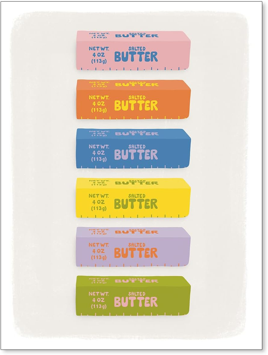 Colorful Butter Sticks Wall Art Funny Kitchen Food Posters Trendy Minimalist Y2k Canvas Prints for Home Dining Room Wall Decor 12x16 inch Unframed | Amazon (US)