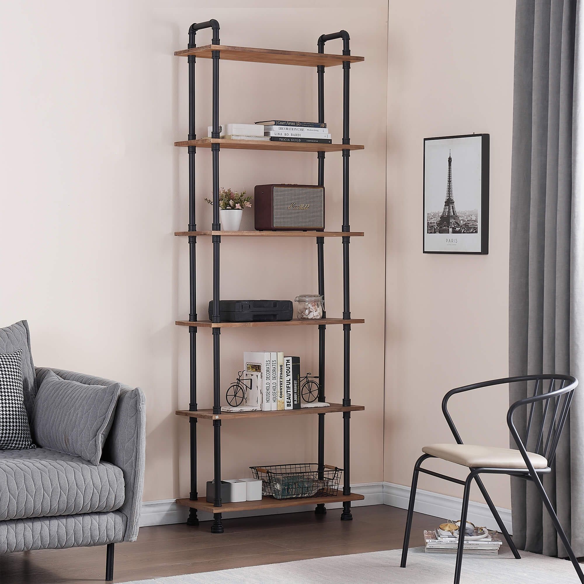 ivinta Industrial Bookshelf 3/4/5/6 Shelf Bookcase, Rustic Shelves, Modern White Shelves | Bed Bath & Beyond