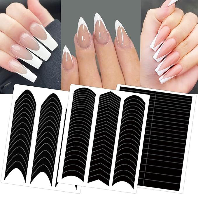 1860 Pcs French Tip Nail Guides, Self-Adhesive French V-Shaped Moon Shaped Manicure Strip Sticker... | Amazon (US)