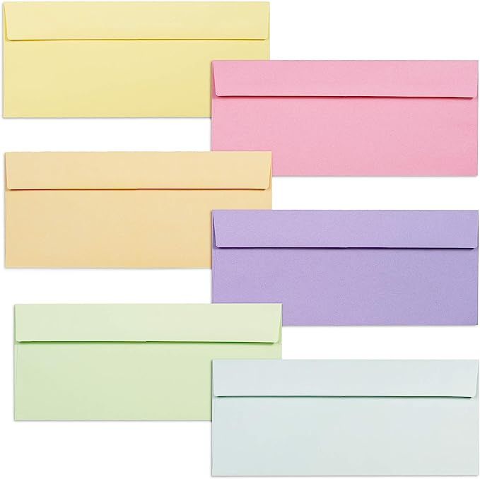 Business Envelopes, 120-Pack #10 Envelopes, 4 1/8 x 9 1/2 Inches, 6 Pastel Colors | Amazon (US)