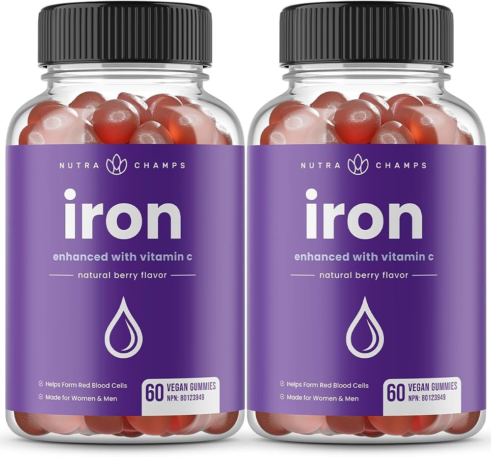 (2 Pack) Iron Gummies with Vitamin C | 10mg Iron Per Gummy | Iron Supplements for Women & Men | 1... | Amazon (CA)