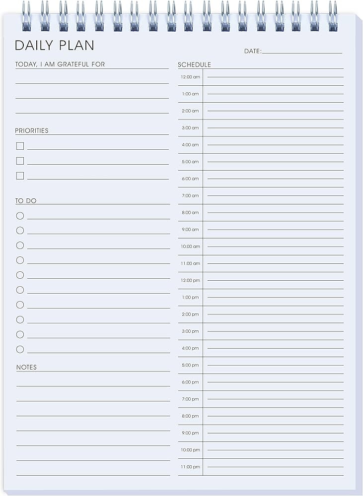 24 Hour Daily Planner - Daily To Do List for Work & Personal Life, Productivity Planner, Everyday... | Amazon (US)