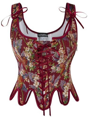 Scarlet Darkness Red Corset Top for Women Renaissance Costume Floral Bustier Halloween Fairy Corset Tops Red Floral Size 12 | Amazon (US)