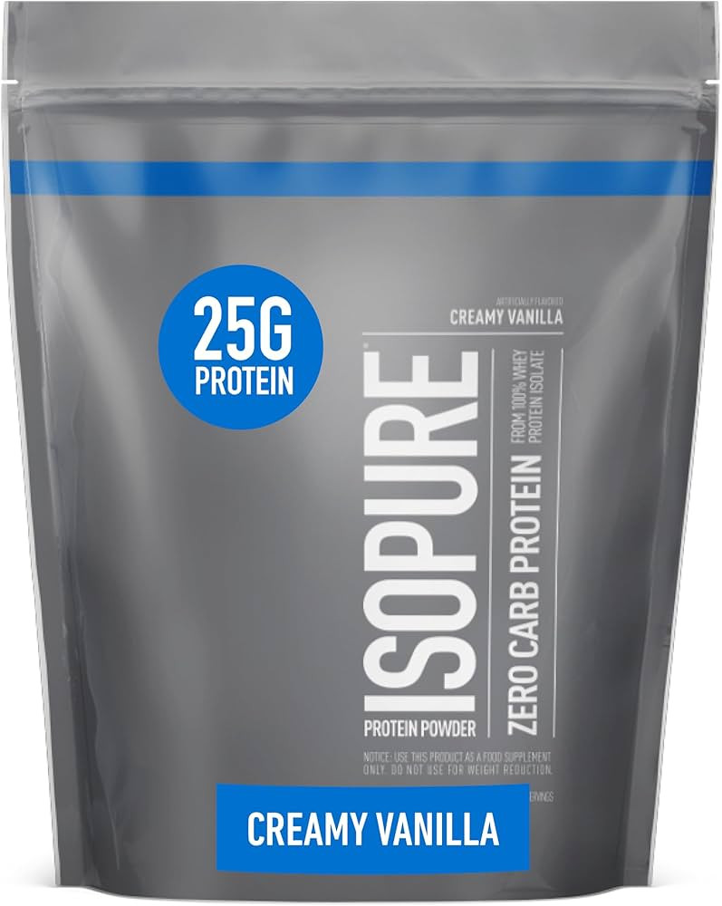 Isopure Creamy Vanilla Whey Isolate Protein Powder with Vitamin C & Zinc for Immune Support, 25g ... | Amazon (US)