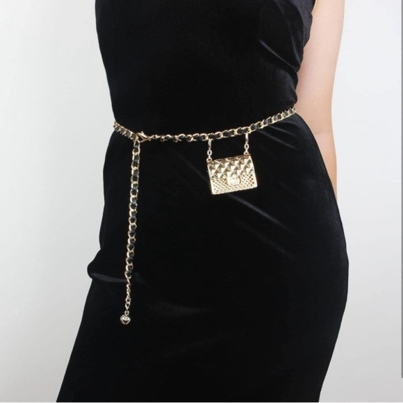 Gorgeous  Metal Chain Adjustable Body Chain Belt with Mini Metal Purse | Poshmark