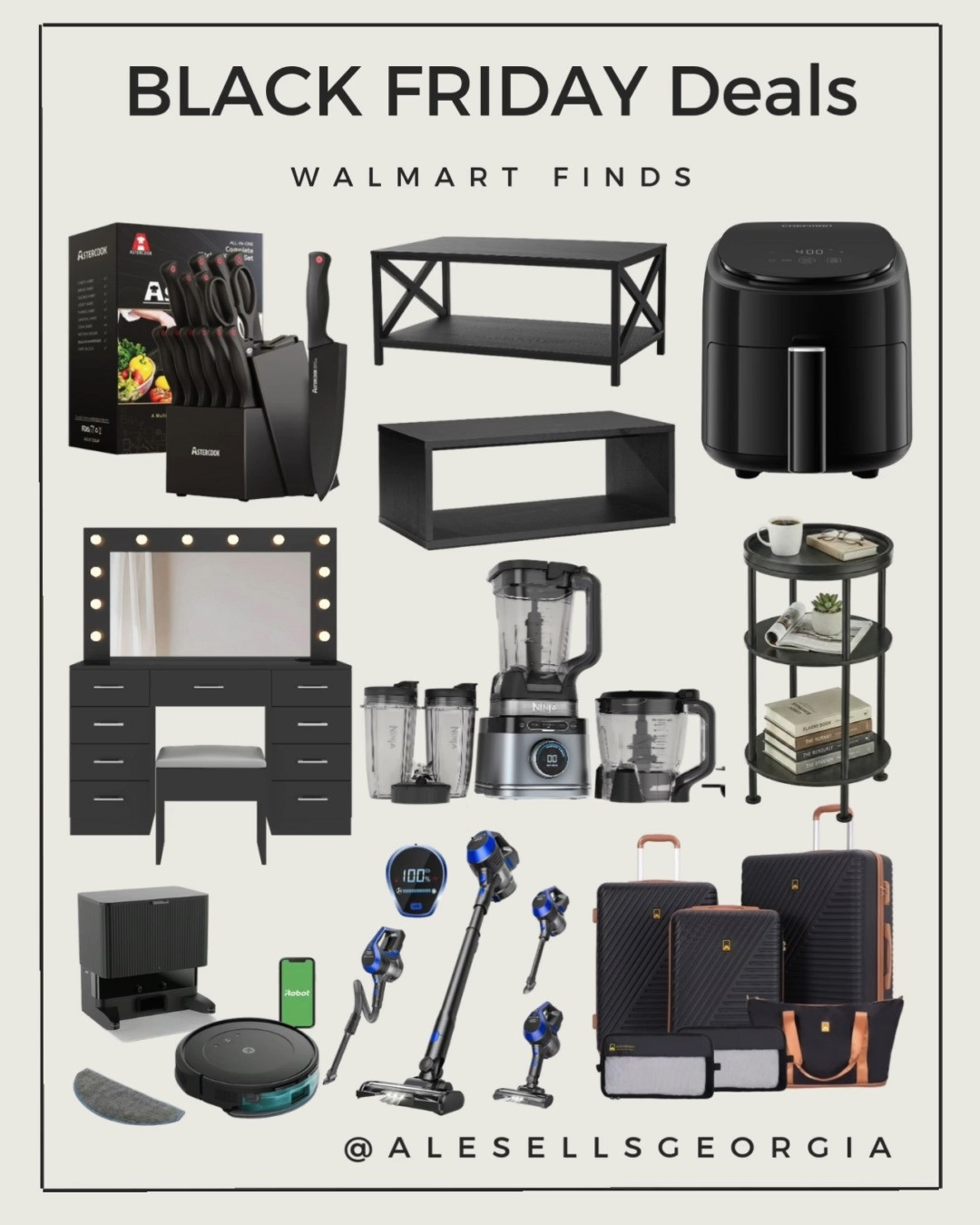 Walmart Black Friday Deals!
Shop my top Walmart Black Friday finds including a knife set, air fryer, vanity, blender, vacuums, furniture, and luggage set!

#WalmartDeals #BlackFriday #HomeFinds 

 #LTKCyberWeek #LTKHoliday #LTKSaleAlert