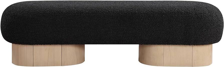 Meridian Furniture Robertson Collection Art Deco Bench with Luxurious Boucle Fabric and Rich Finish, 60.5" W x 18" D x 16" H, Black | Amazon (US)
