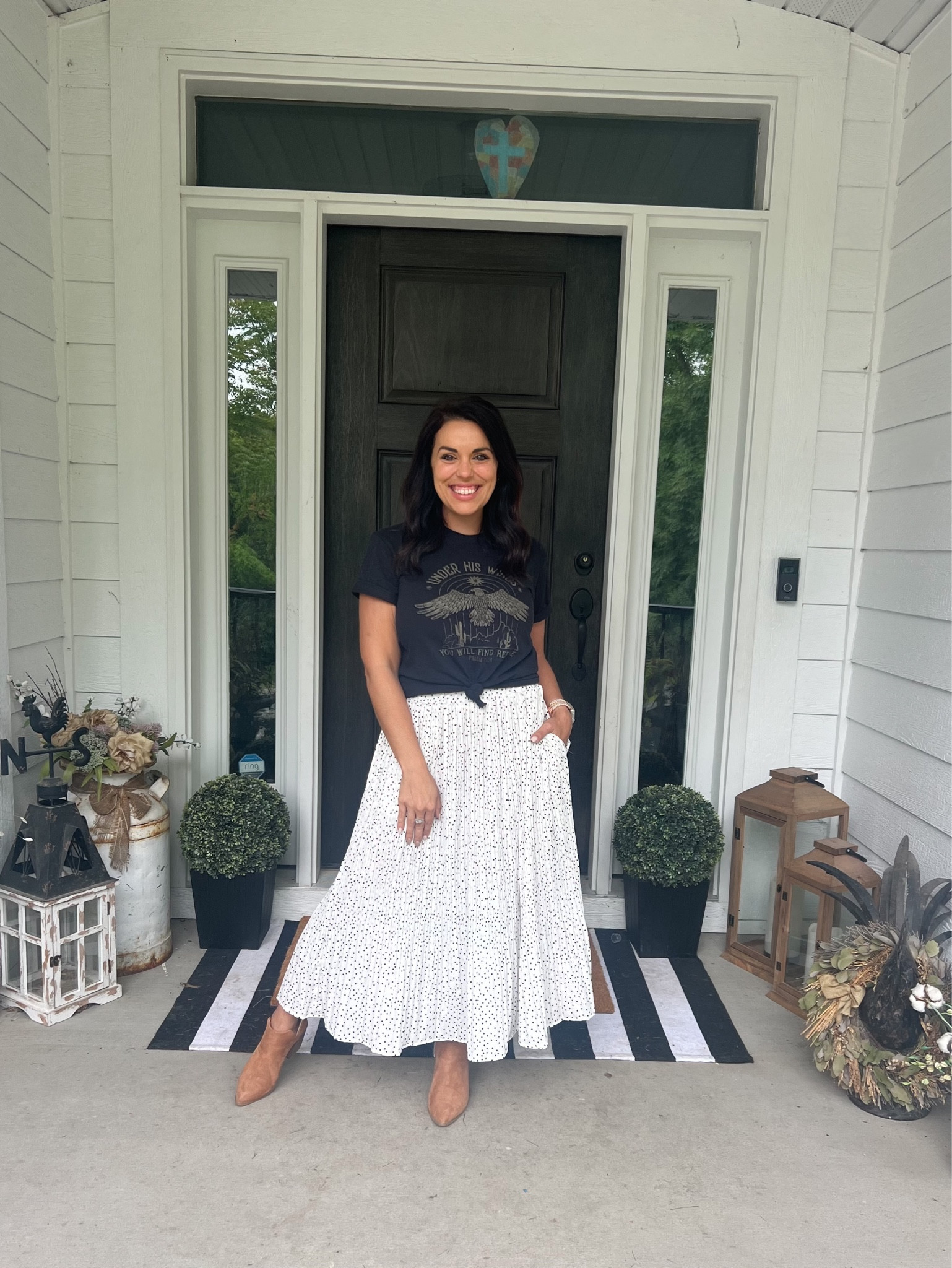 This polkadot skirt is my new favorite!! It is so cute with a T-shirt or dressed up and it has pockets 🙌🏻 perfect for my Petite friends as well! I’m 5ft wearing a Small!! 

#AmazonSkirt #Polkadotskirt #petitemaxiskirt