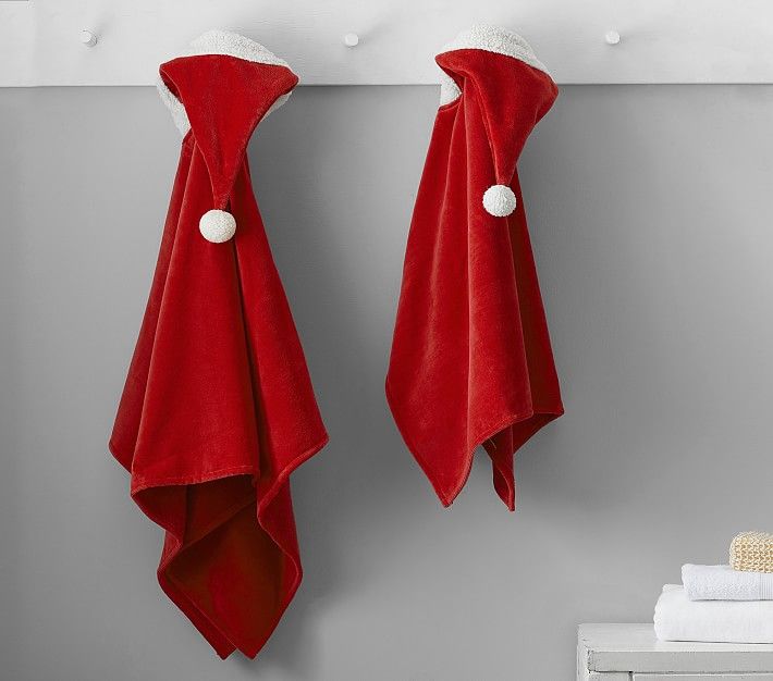Santa Baby and Kid Hooded Towel | Pottery Barn Kids