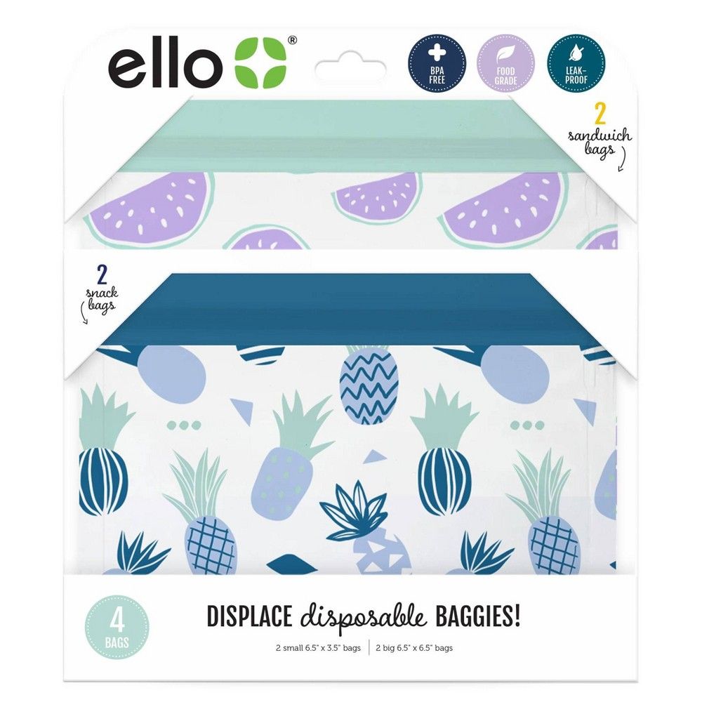 Ello 4pk Zip Food Storage Bags - Fruits | Target