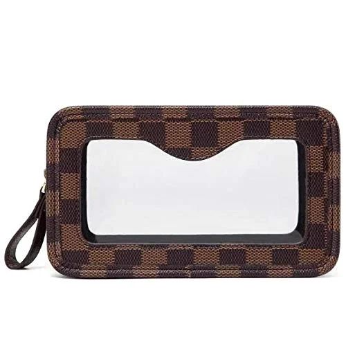 Daisy Rose Luxury Checkered Waterproof Make Up Bag with transparent window | PU Vegan Leather TSA... | Walmart (US)