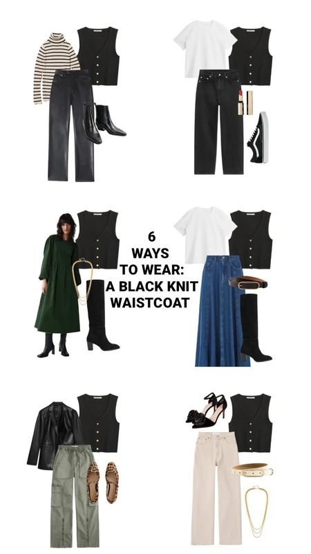 A black waistcoat, or knitted black waist is a capsule wardrobe essentials. Here are 6 ways to wear one

#LTKover40 #LTKfindsunder50 #LTKstyletip