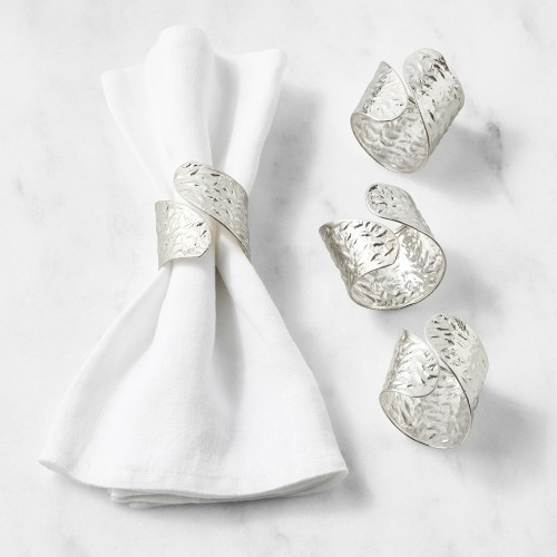 Hammered Cuff Napkin Rings, Set of 4, Silver | Williams-Sonoma