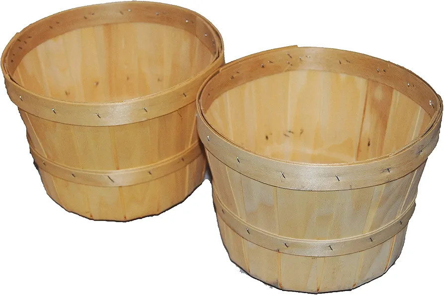 Bert's Garden 1/2 Peck Natural Wooden Baskets, 4 Quart, Produce Baskets, with 6 inch Saucer to Us... | Amazon (US)