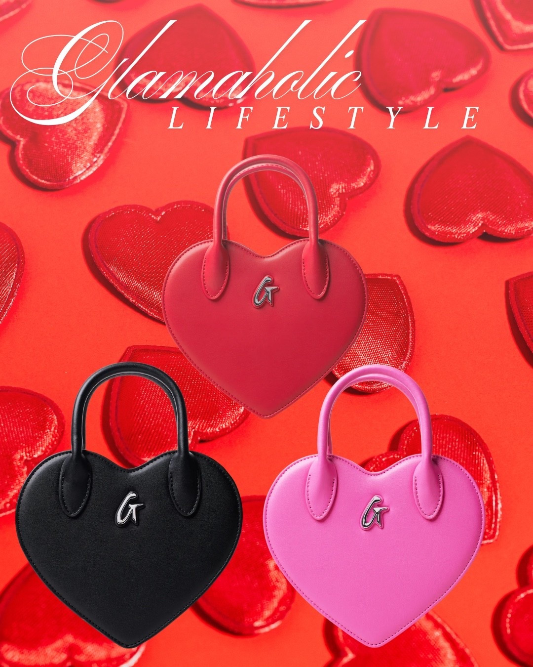 Heart-shaped handbags, but make it glam 💖👜
Perfect pop of color for date night, girls’ night, or everyday slay.

#Glamaholic
#GlamaholicLifestyle
#GlamGirlStyle
#GlamFinds
#GlamAccessories
