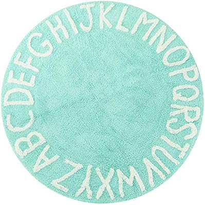 Round ABC Kids Carpet Children Educational and Learn Fun Rug, Hand Woven Alphabet Baby Crawling M... | Amazon (US)