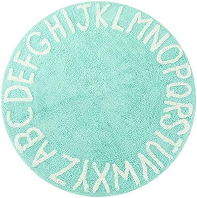 Round ABC Kids Carpet Children Educational and Learn Fun Rug, Hand Woven Alphabet Baby Crawling M... | Amazon (US)