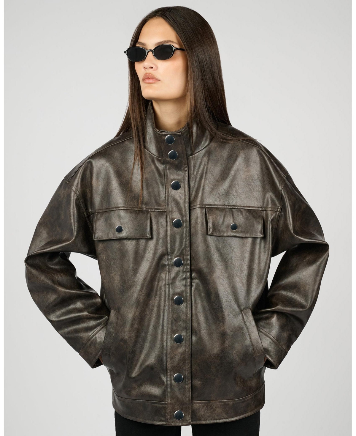 WeWoreWhat Women's 90'S Leather Jacket - Dark brown | Macy's